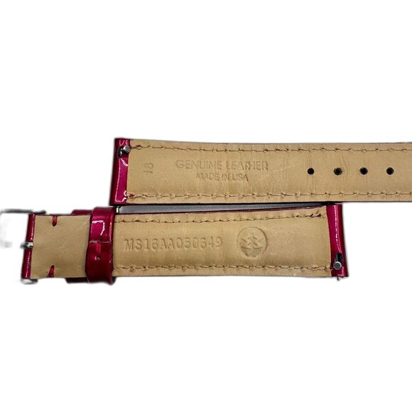 Michele 16mm Raspberry Pink Patent Leather Watch Strap Silver Buckle